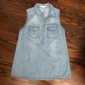 Sleeveless Chambray Blouse